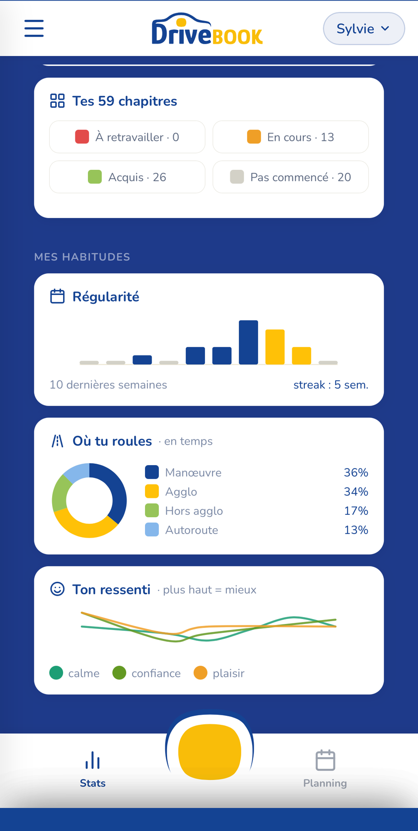 Écran : habitudes de conduite (régularité, contextes pratiqués, ressenti)